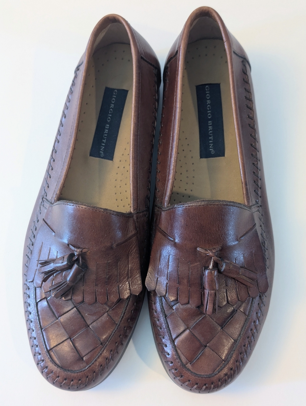 Giorgio Brutini Men's Chestnut Brown Woven Tassel Loafers